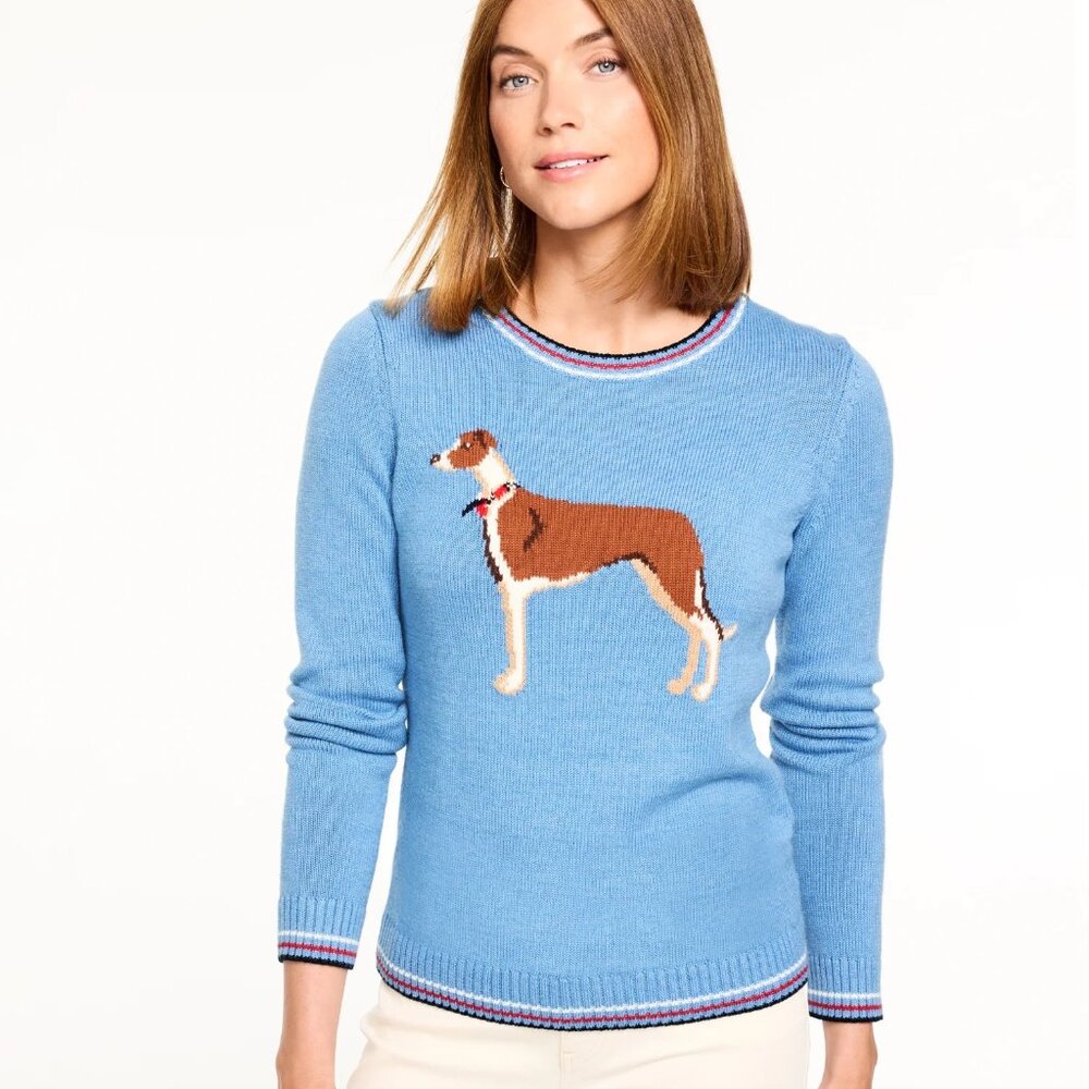 NWT Talbots Crewneck Sweater Whimsy Dog Size MP